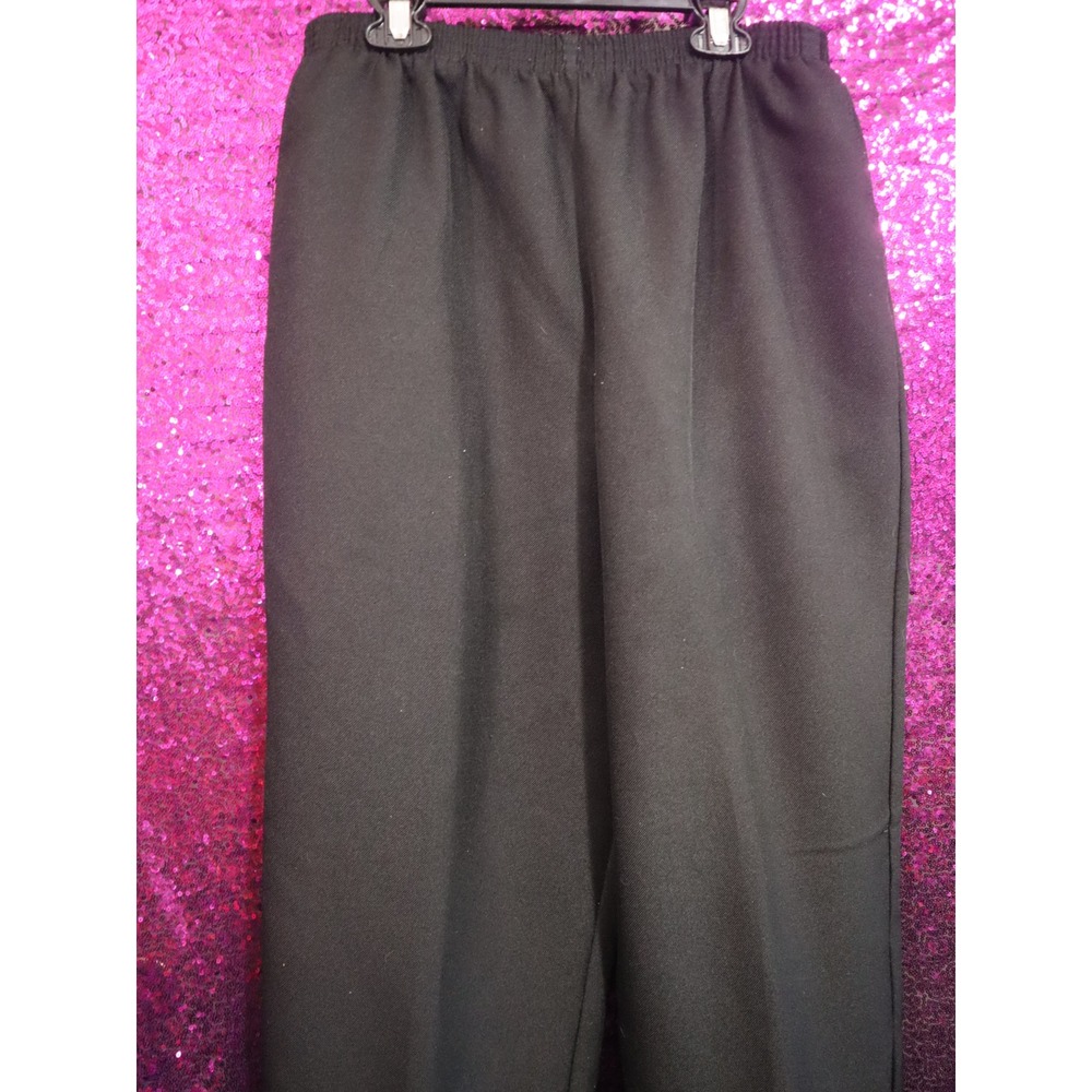Black Pull On Pants 14 Alfred Dunner Women Elastic Waist Wide Leg Retro Classic